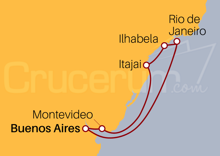 Itinerario Crucero Crucero Sudamericano desde Buenos Aires III 2023