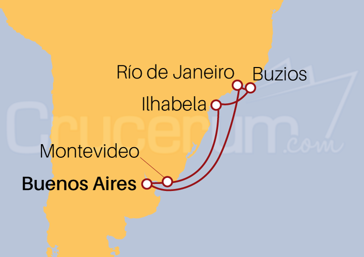 Itinerario Crucero Crucero por Sudamerica desde Buenos Aires 2023