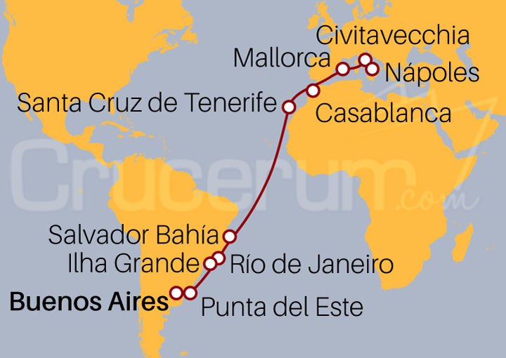 Itinerario Crucero Crucero desde Buenos Aires a Nápoles 2023