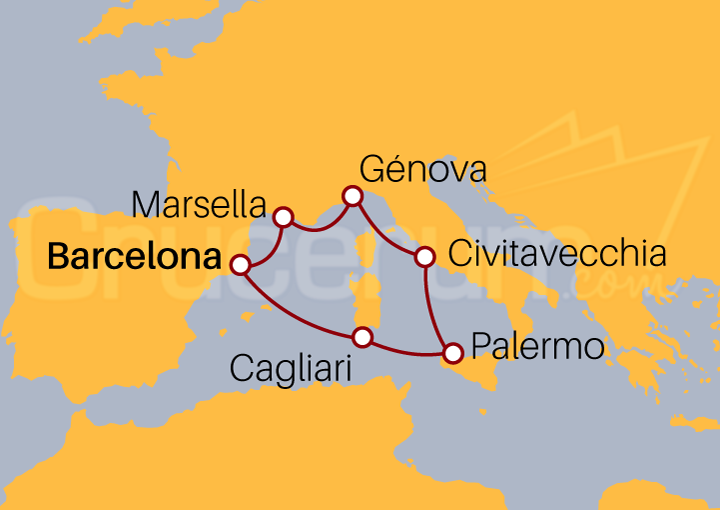 Itinerario Crucero Mediterráneo La música del Mar 2022