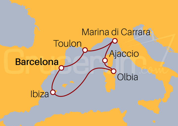 Itinerario Crucero Crucero Irresistible Mediterráneo desde Barcelona 2023