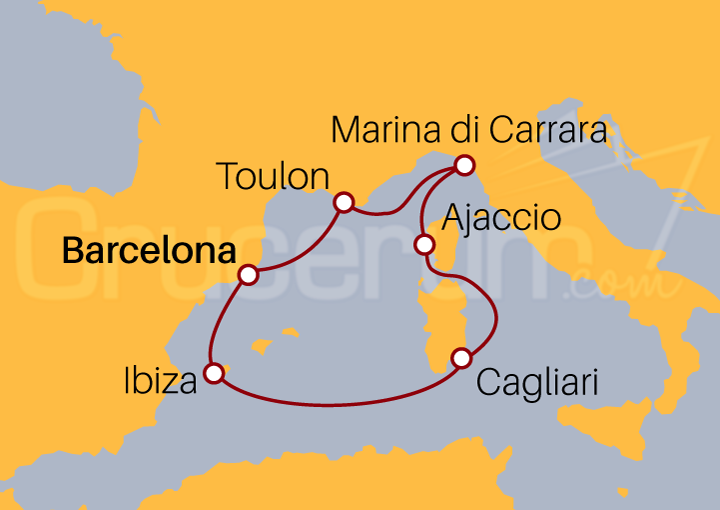 Itinerario Crucero Crucero Mediterráneo Occidental 2022