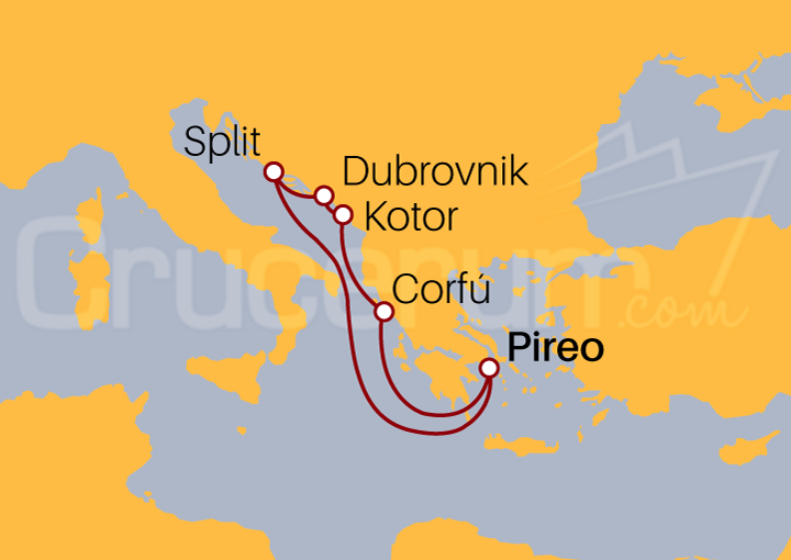 Itinerario Crucero Crucero Mar Adriático y Gemas Griegas 2023