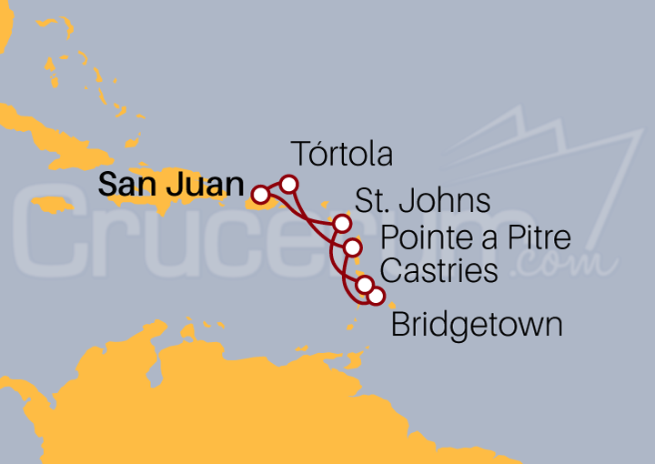 Itinerario Crucero Crucero por las Islas del Caribe Sur