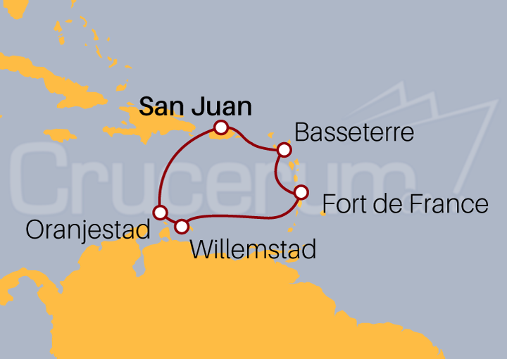 Itinerario Crucero Crucero Atardecer en Antillas Menores