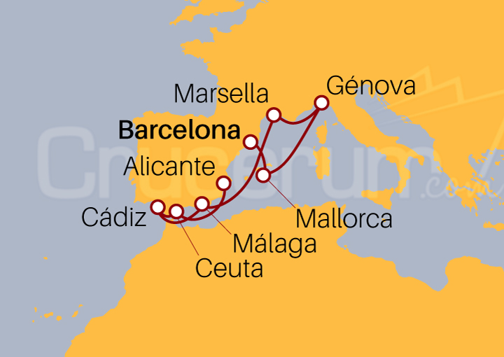 Itinerario Crucero De Barcelona a Alicante