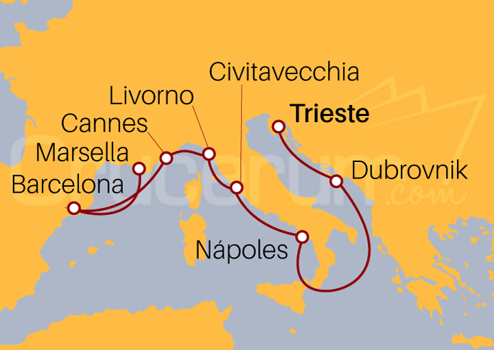 Itinerario Crucero De Trieste a Marsella