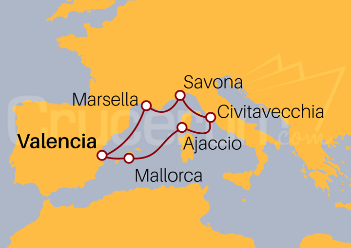 Itinerario Crucero Pasión Mediterránea