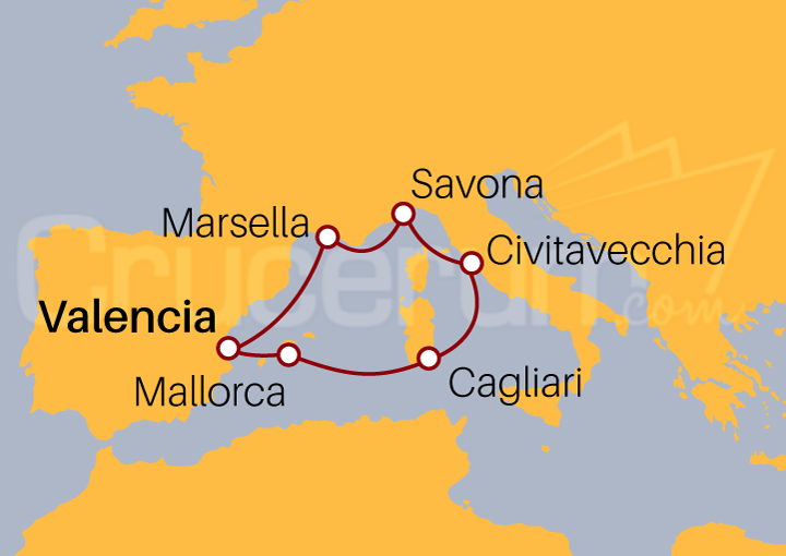 Itinerario Crucero Mediterráneo desde Valencia