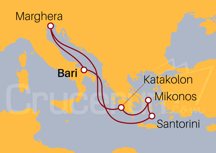 Itinerario Crucero Crucero Griego y Mar Adriático 2023