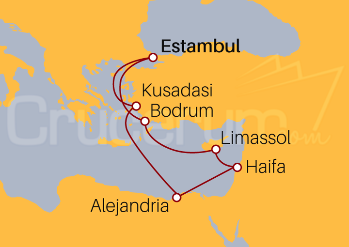 Itinerario Crucero Turquía, Chipre Israel y Egipto