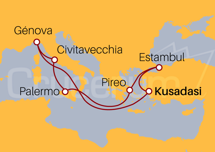 Itinerario Crucero Crucero Mediterráneo Oriental III 2023
