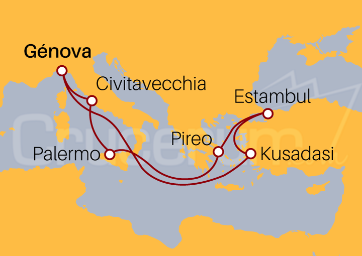 Itinerario Crucero Crucero Mediterráneo Oriental 2023