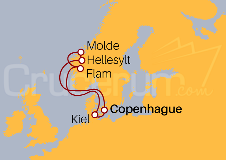 Itinerario Crucero Fiordos Noruegos desde Copenhague