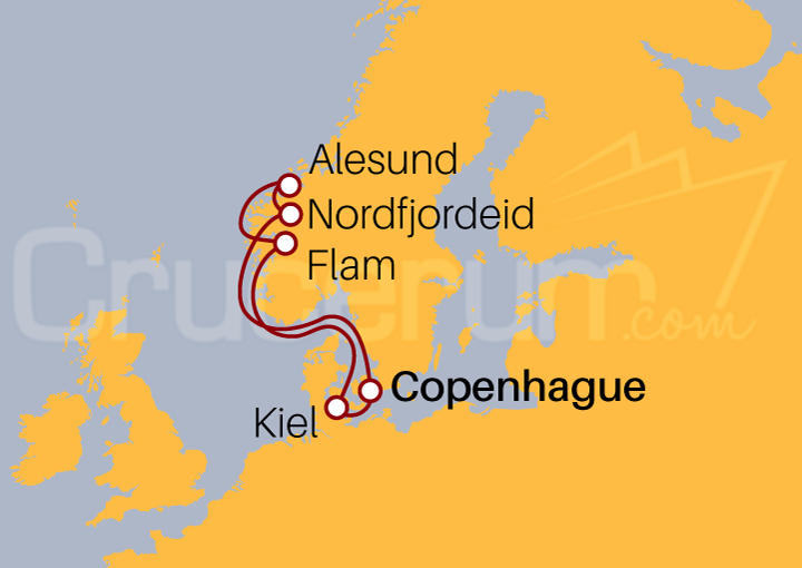 Itinerario Crucero Fiordos desde Copenhague