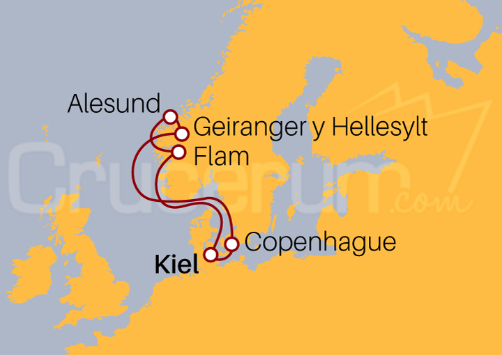 Itinerario Crucero Fiordos: Geiranger, Alesund y Flam I