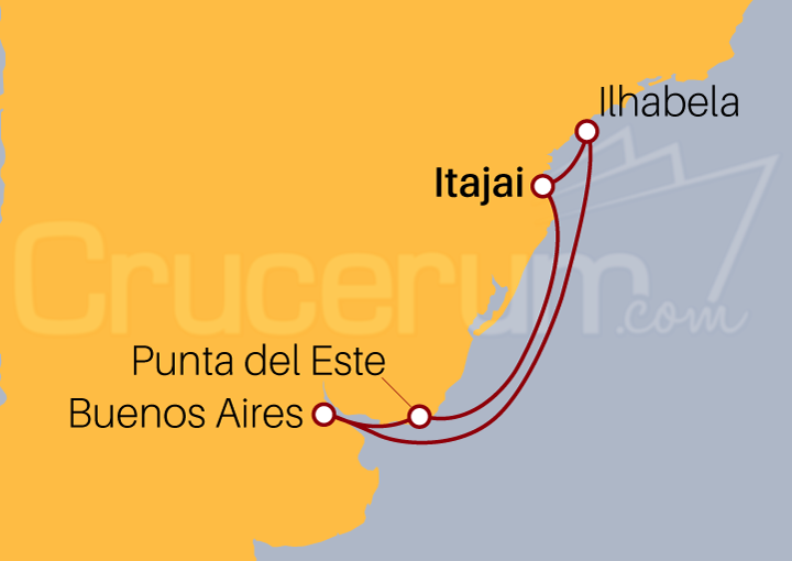 Itinerario Crucero Crucero Sudamericano desde Itajai 2022