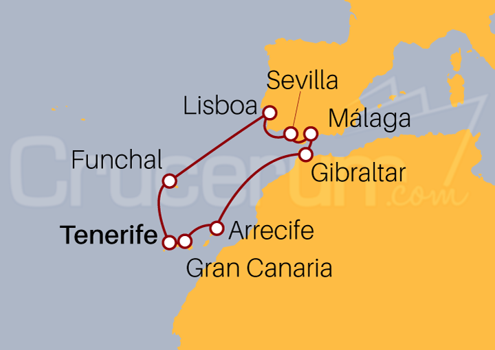 Itinerario Crucero Islas Canarias desde Tenerife