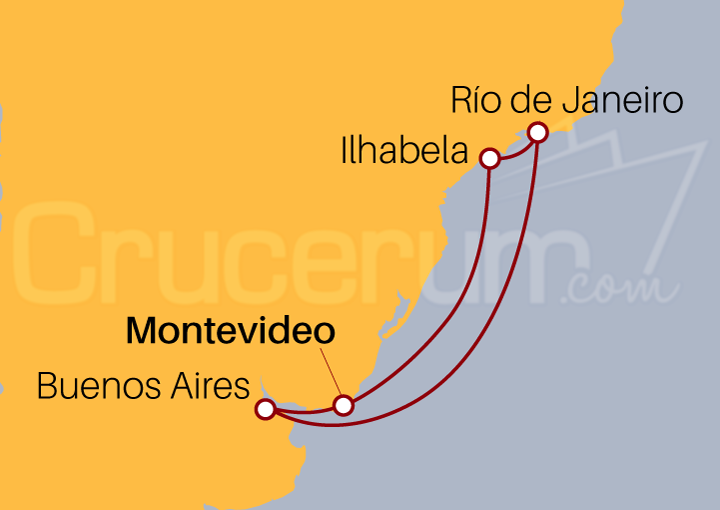 Itinerario Crucero Crucero Sudamericano desde Montevideo 2022