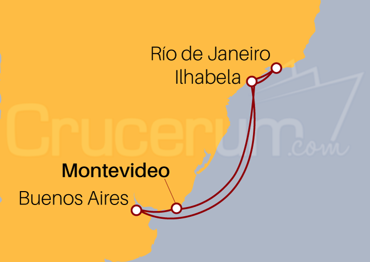 Itinerario Crucero Crucero Sudamérica desde Montevideo 2022