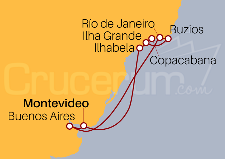 Itinerario Crucero Crucero por Sudamérica desde Montevideo 2023