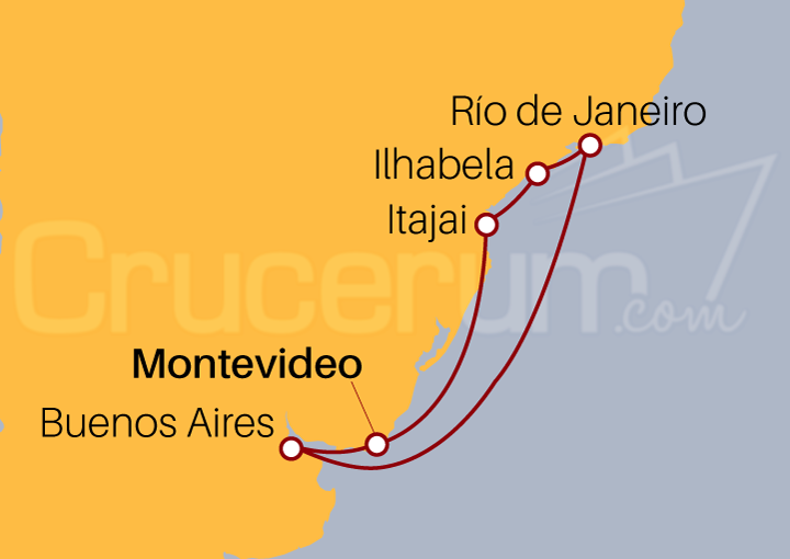 Itinerario Crucero Crucero por Sudamérica desde Montevideo II 2023