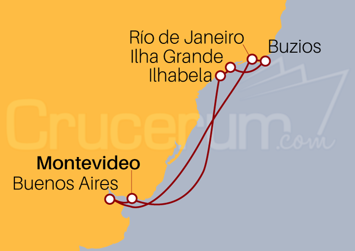 Itinerario Crucero Crucero por Sudamérica desde Montevideo 2023
