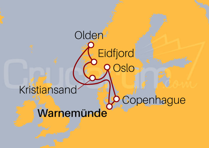 Itinerario Crucero Crucero Fiordos Noruegos V 2023