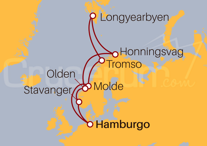Itinerario Crucero Crucero Maravilla Fiordos Noruegos 2023