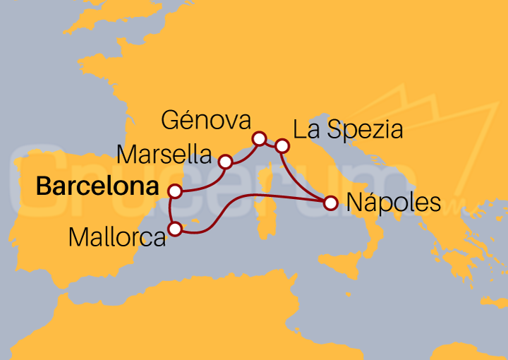 Itinerario Crucero Mediterráneo entre 2022 y 2023