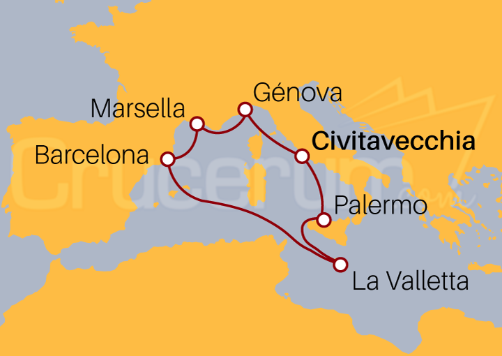 Itinerario Crucero Mediterráneo desde Roma