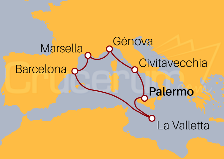 Itinerario Crucero Mediterráneo desde Palermo