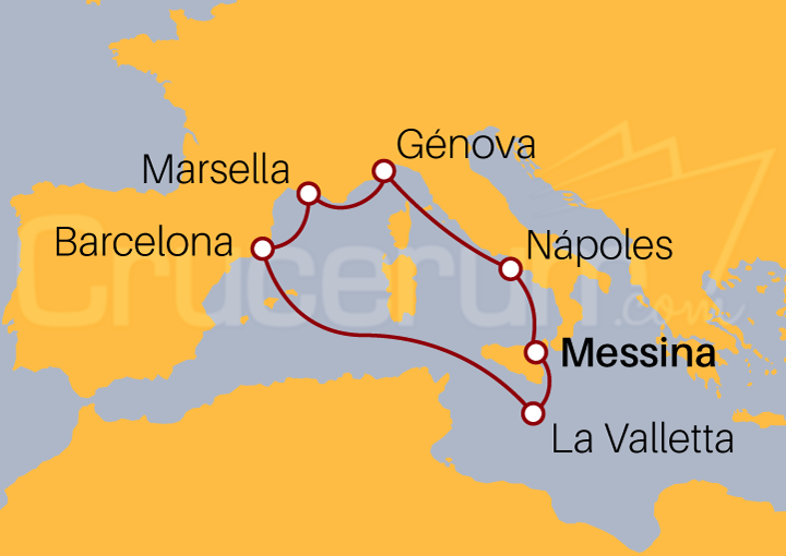 Itinerario Crucero Mediterráneo desde Messina
