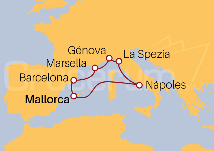 Itinerario Crucero Mediterráneo desde Palma de Mallorca