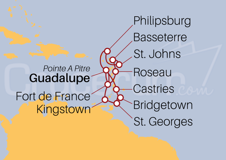 Itinerario Crucero Crucero Gran Caribe desde Pointe a Pitre 2023