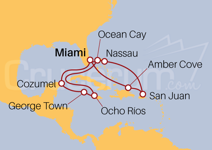 Itinerario Crucero Crucero Mar Caribe 2023