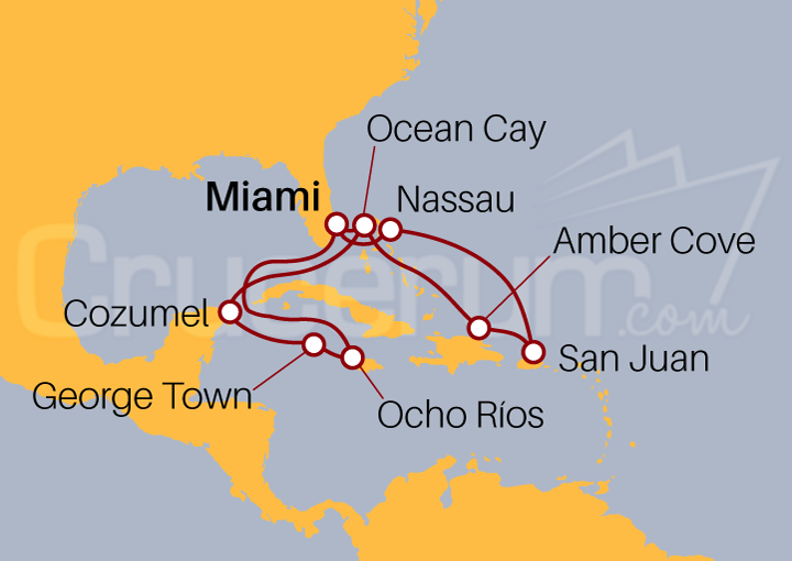 Itinerario Crucero Crucero Gran Mar Caribeño desde Miami 2023