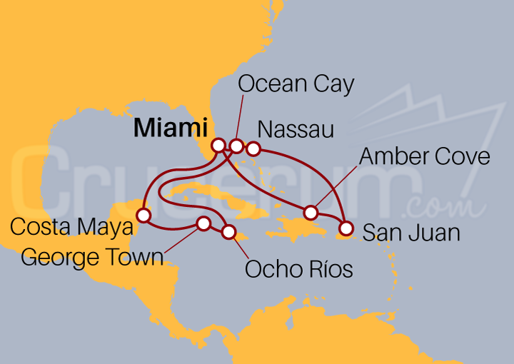 Itinerario Crucero Crucero Gran Maravilla Caribeña desde Miami 2023