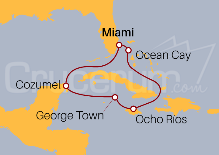 Itinerario Crucero Crucero por Jamaica, Islas Caimán y México