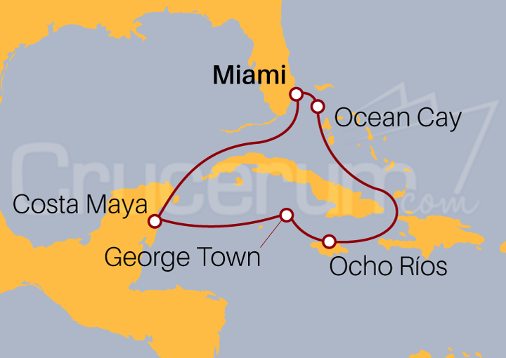 Itinerario Crucero Crucero Mar Caribe desde Miami IV 2023