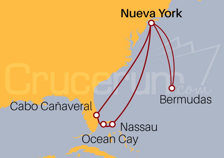Itinerario Crucero Bermudas, Orlando y Bahamas desde Nueva York