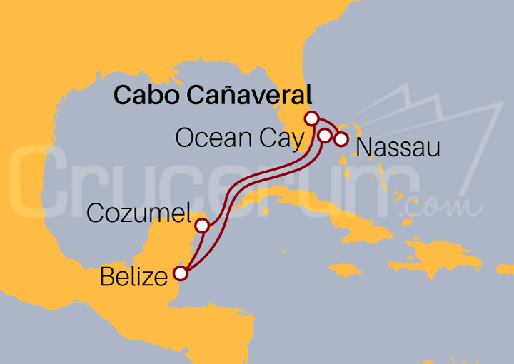 Itinerario Crucero Crucero Mar Caribe desde Caño Cañaveral 2023