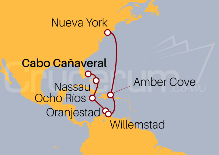 Itinerario Crucero Crucero desde Cabo Cañaveral a Nueva York 2023