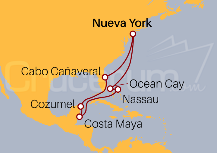 Itinerario Crucero Caribe desde Nueva York