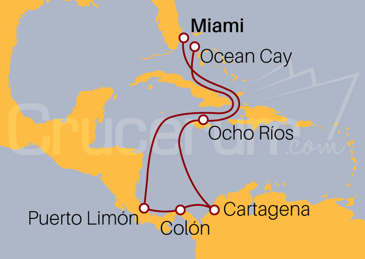 Itinerario Crucero Crucero desde Miami por el Caribe II 2022