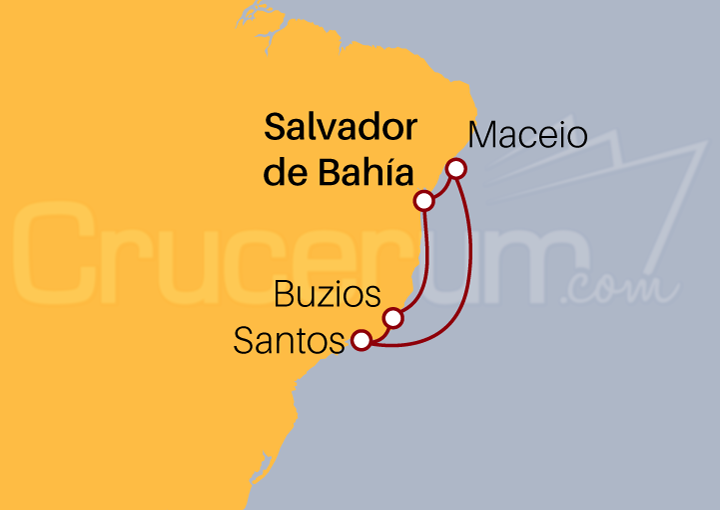 Itinerario Crucero Crucero Brasileño desde Salvador Bahía 2023