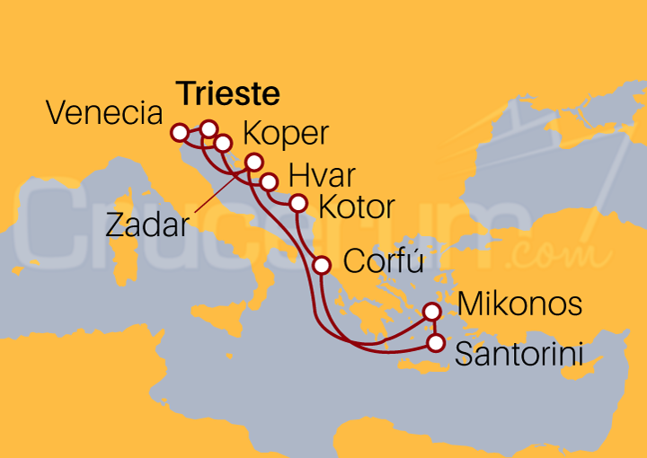 Itinerario Crucero Eslovenia, Montenegro, Croacia e Islas Griegas