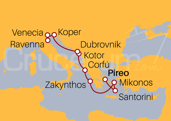 Itinerario Crucero Islas Griegas, Montenegro, Croacia y Eslovenia