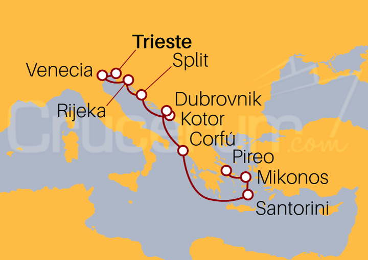 Itinerario Crucero Italia, Croacia, Montenegro y Islas Griegas