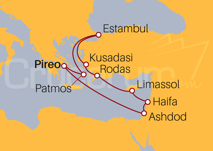 Itinerario Crucero Islas Griegas, Israel, Chipre y Turquía